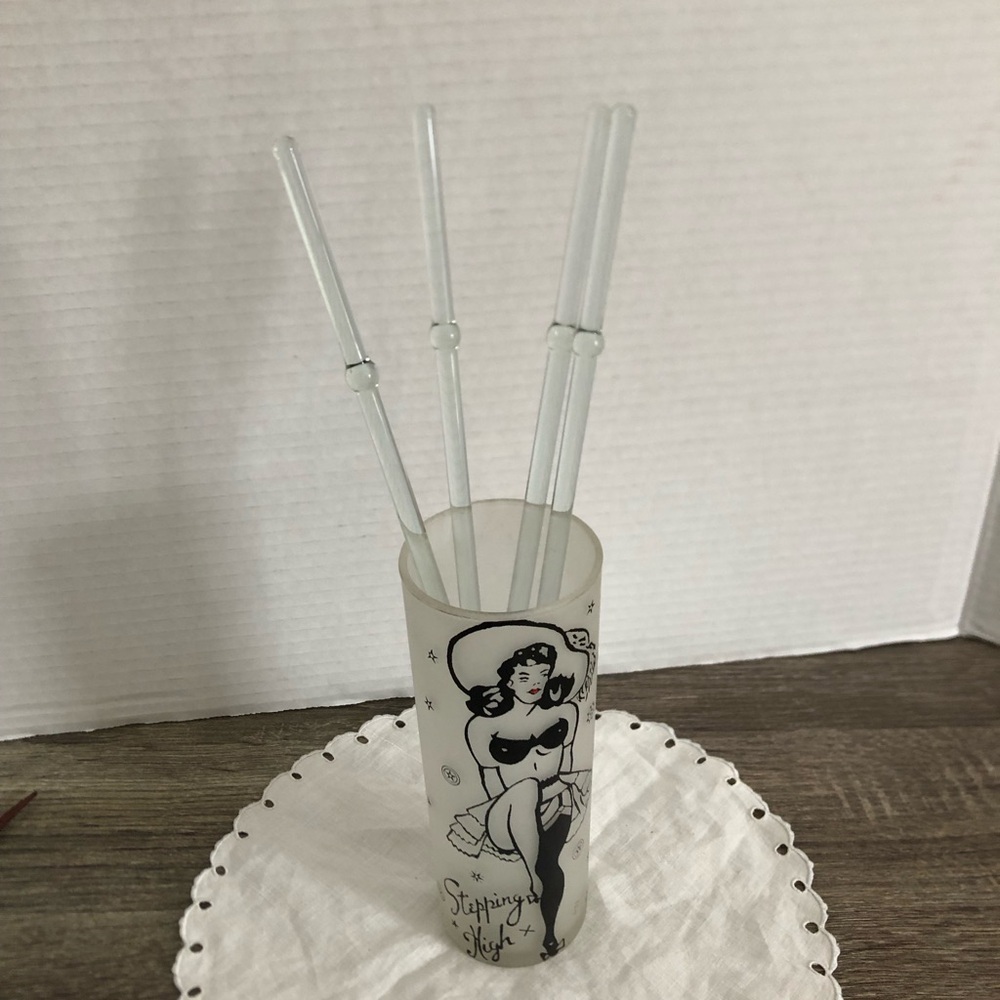 Vtg Blown Glass Highball Stir Sticks